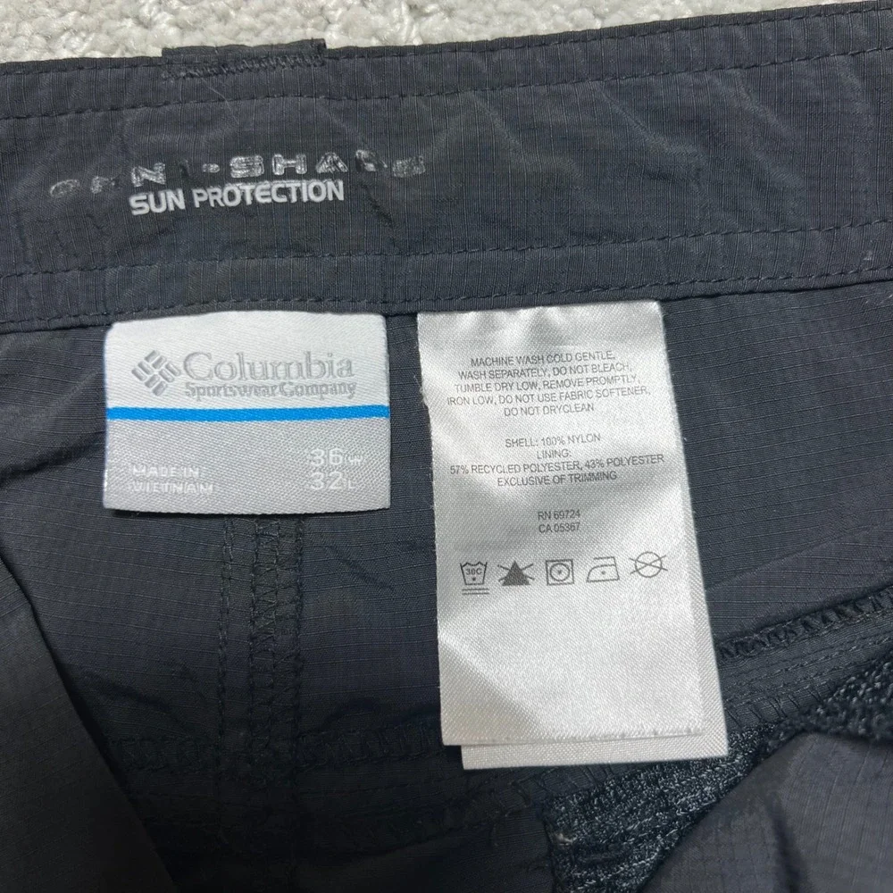 Columbia Cargo Pants Mens 36x32 Black Convertible Silver Ridge Omni-Shade Hike - Picture 6 of 15